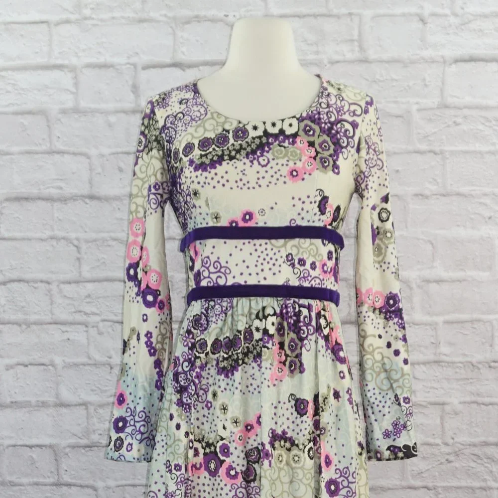 Vintage 70s Regency Floral Maxi Dress - Picture 2 of 8